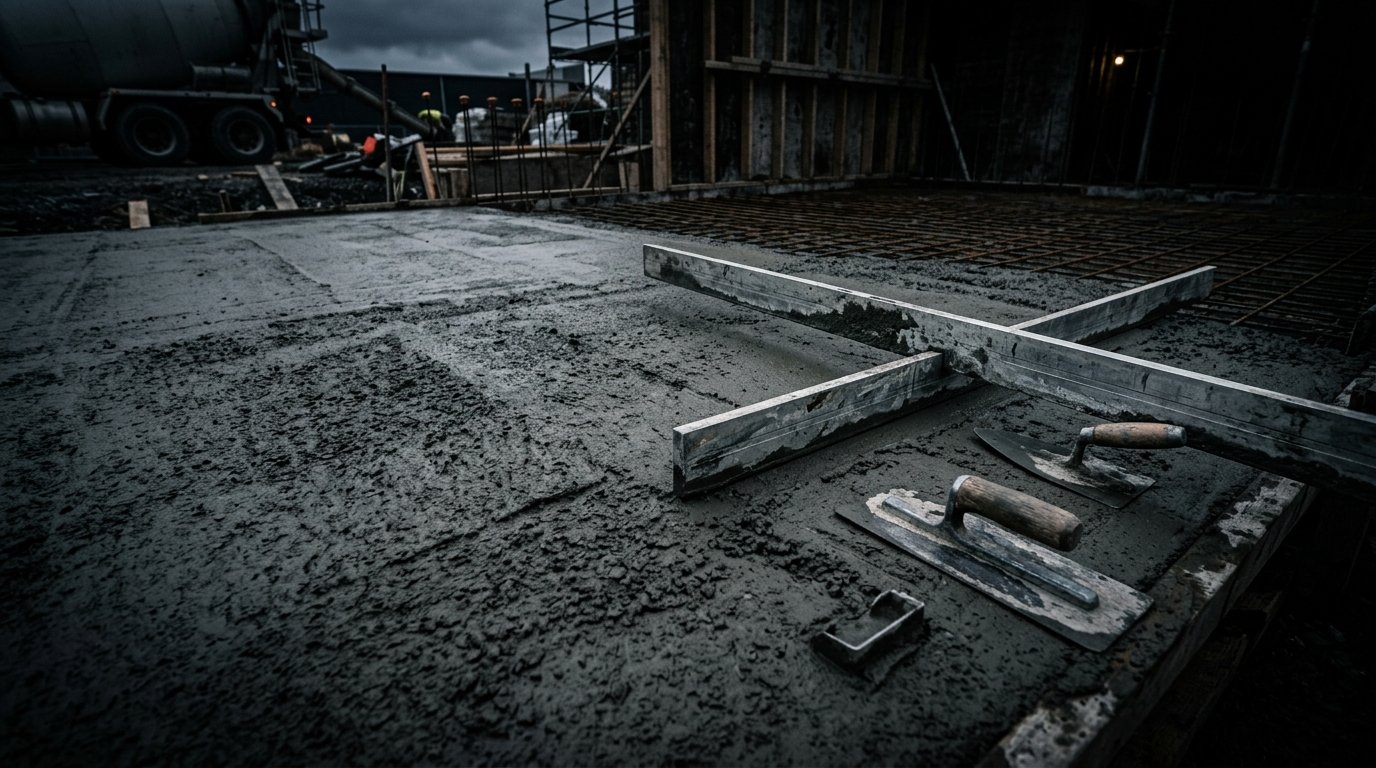 Textured concrete with tools